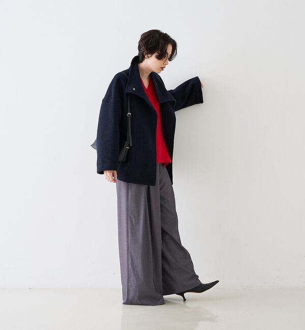 Rouge vif「【2026AW新作/2サイズ展開】ウール混ショート丈スライバーコート/チェック/」|その他|