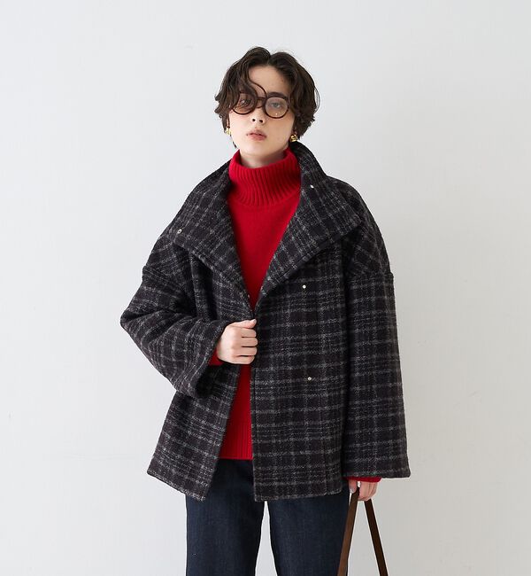 Rouge vif「【2026AW新作/2サイズ展開】ウール混ショート丈スライバーコート/チェック/」|その他|
