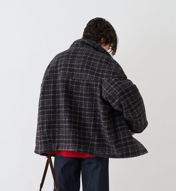 Rouge vif「【2026AW新作/2サイズ展開】ウール混ショート丈スライバーコート/チェック/」|その他|