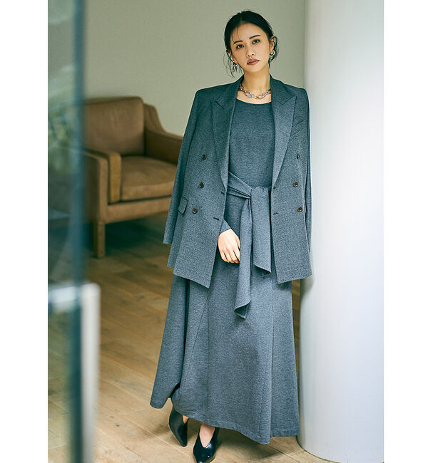qualite「【鳳山えり&times;qualite】2WAYバックリボンワンピース」|ワンピース|チャコールグレー