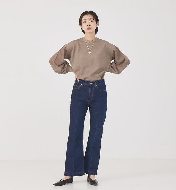 qualite「【e&times;qualite】 センタープレスフレアーデニム」|デニム|