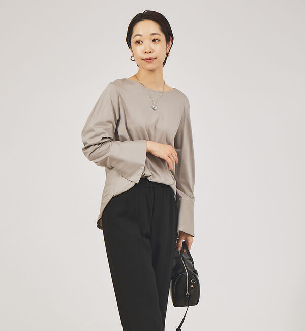 qualite「カフスフレアカットソー」|Tシャツ・カットソー|グレージュ