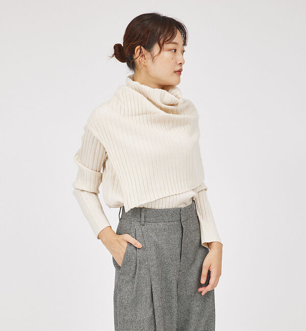 qualite「【23AW】アシメスヌードリブニット」|ニット・セーター|