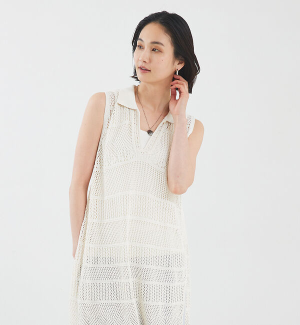 qualite「かぎ針風ニットワンピース」|ワンピース|