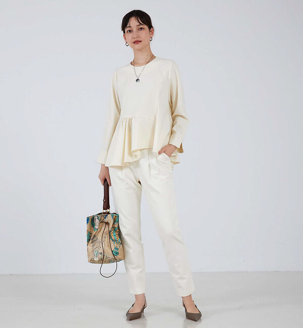 qualite「【ベストセラー】2WAYバックピーチタックパンツ」|スラックス|