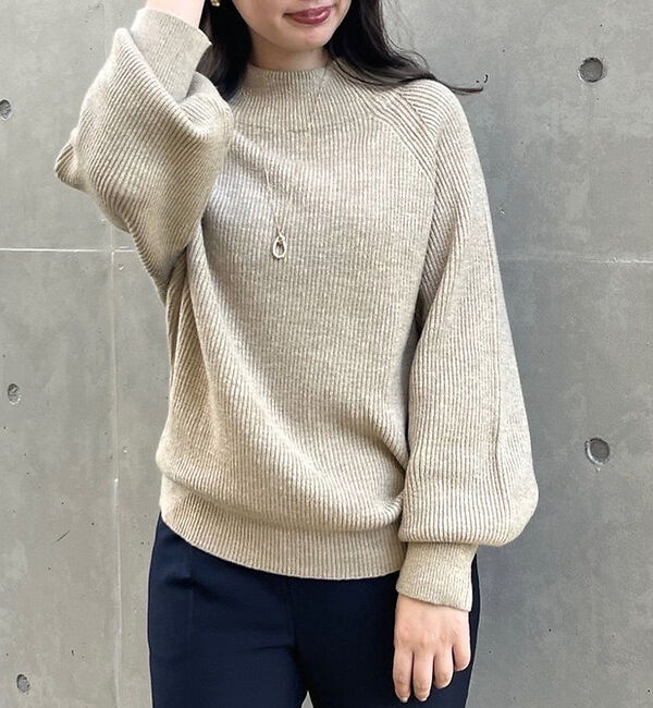 abahouse mavie「モックネックプルオーバー」|ニット・セーター|ベージュ