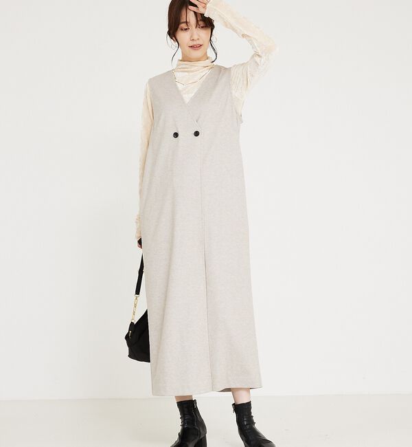 abahouse mavie「【大人のいちまんワンピ】ウォームジャージージレ風ジャンスカ」|ジャンパースカート|