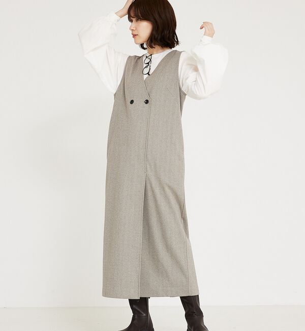 abahouse mavie「【大人のいちまんワンピ】ウォームジャージージレ風ジャンスカ」|ジャンパースカート|