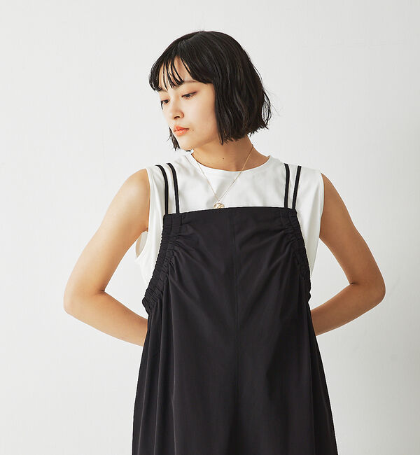 abahouse mavie「【大人のいちまんワンピ】ギャザーキャミワンピ」|ジャンパースカート|