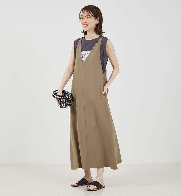abahouse mavie「【大人のいちまんワンピ】クールタッチサテンキャミジャンスカ」|ジャンパースカート|