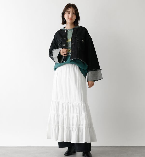 abahouse mavie「【EDWIN】ロールアップデニムジャケット/春服/Gジャン/ノーカラー/ショート」|その他|