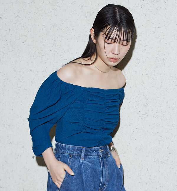 NOMINE「シャーリング ボリュームスリーブ2WAYプルオーバー」|Tシャツ・カットソー|
