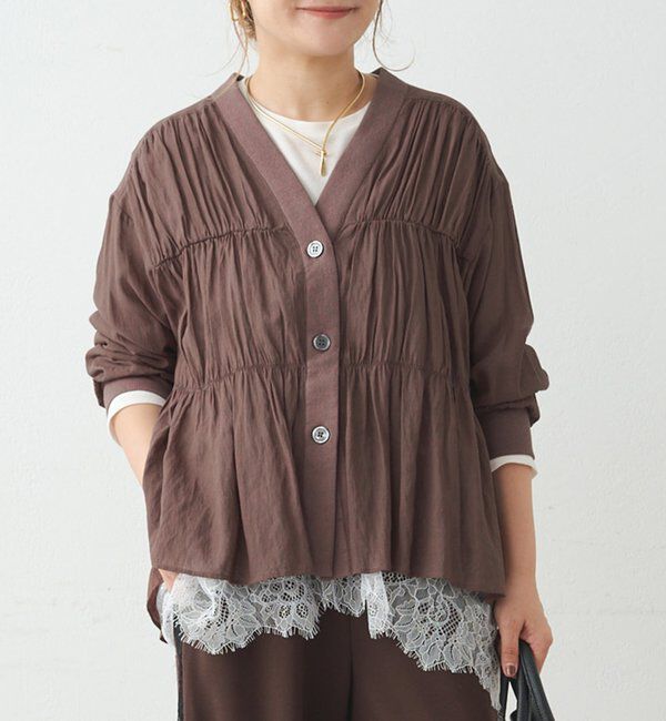  「シアーティアードシャツカーディガン」|シャツ・ブラウス|ブラウン