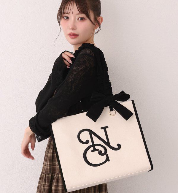 one after another NICE CLAUP「【WEB限定】ロゴ刺しゅうトートバッグ」|ショルダー・メッセンジャー|