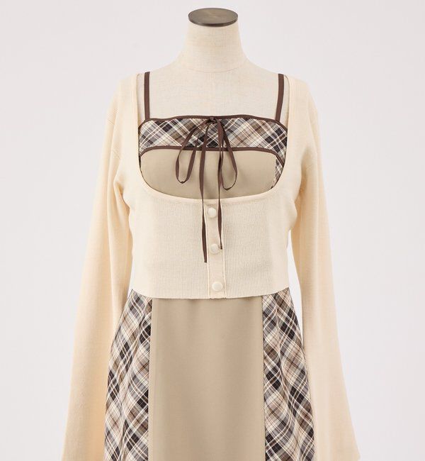 one after another NICE CLAUP「【SMサイズ展開】アンサンブル配色チェックロングワンピ」|ワンピース|