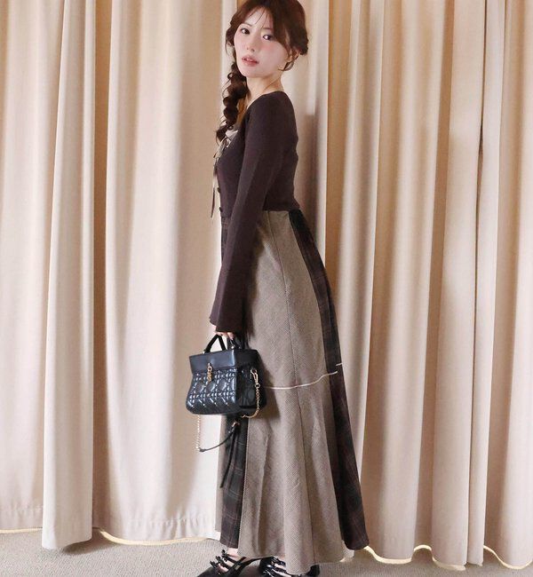one after another NICE CLAUP「【SMサイズ展開】アンサンブル配色チェックロングワンピ」|ワンピース|