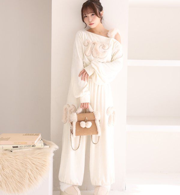 one after another NICE CLAUP「【セットアップ可能/SMサイズ展開】ロゴカットパンツ」|チノ|