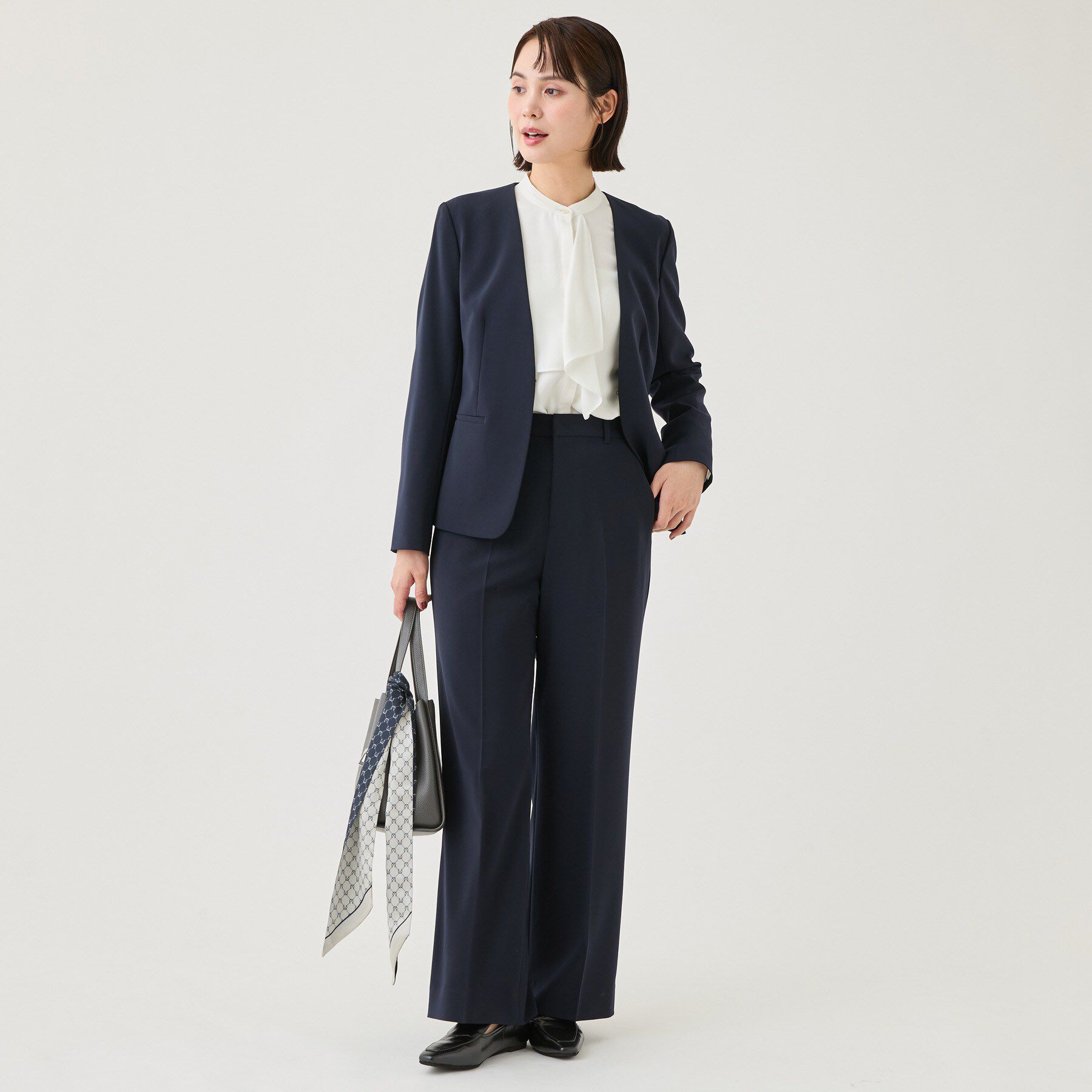 INDIVI「【通勤スーツ／洗える】ストレッチカラーレスジャケット」|スーツ|