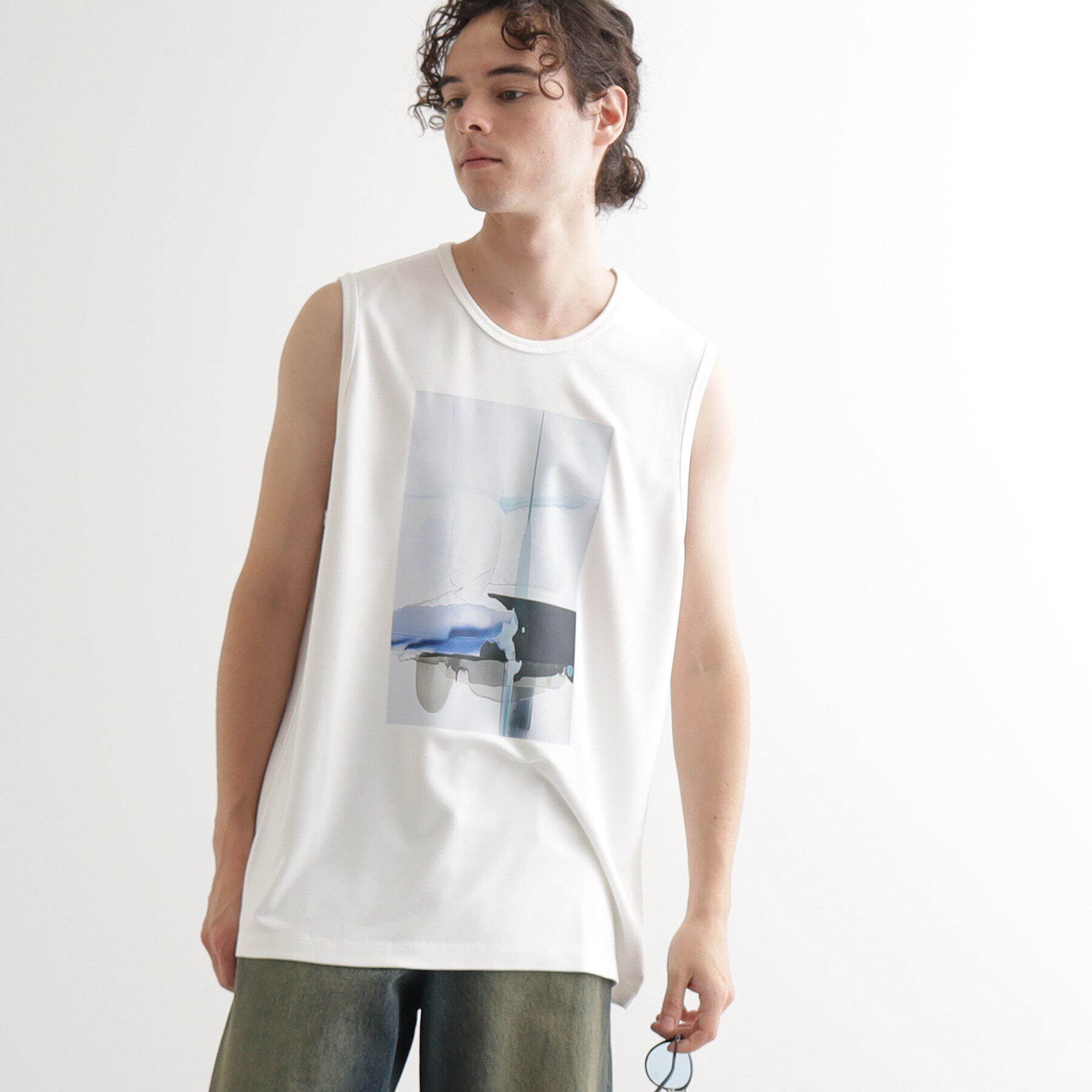 tk.TAKEO KIKUCHI「ウォーターグラフィックノースリーブ」|Tシャツ・カットソー|