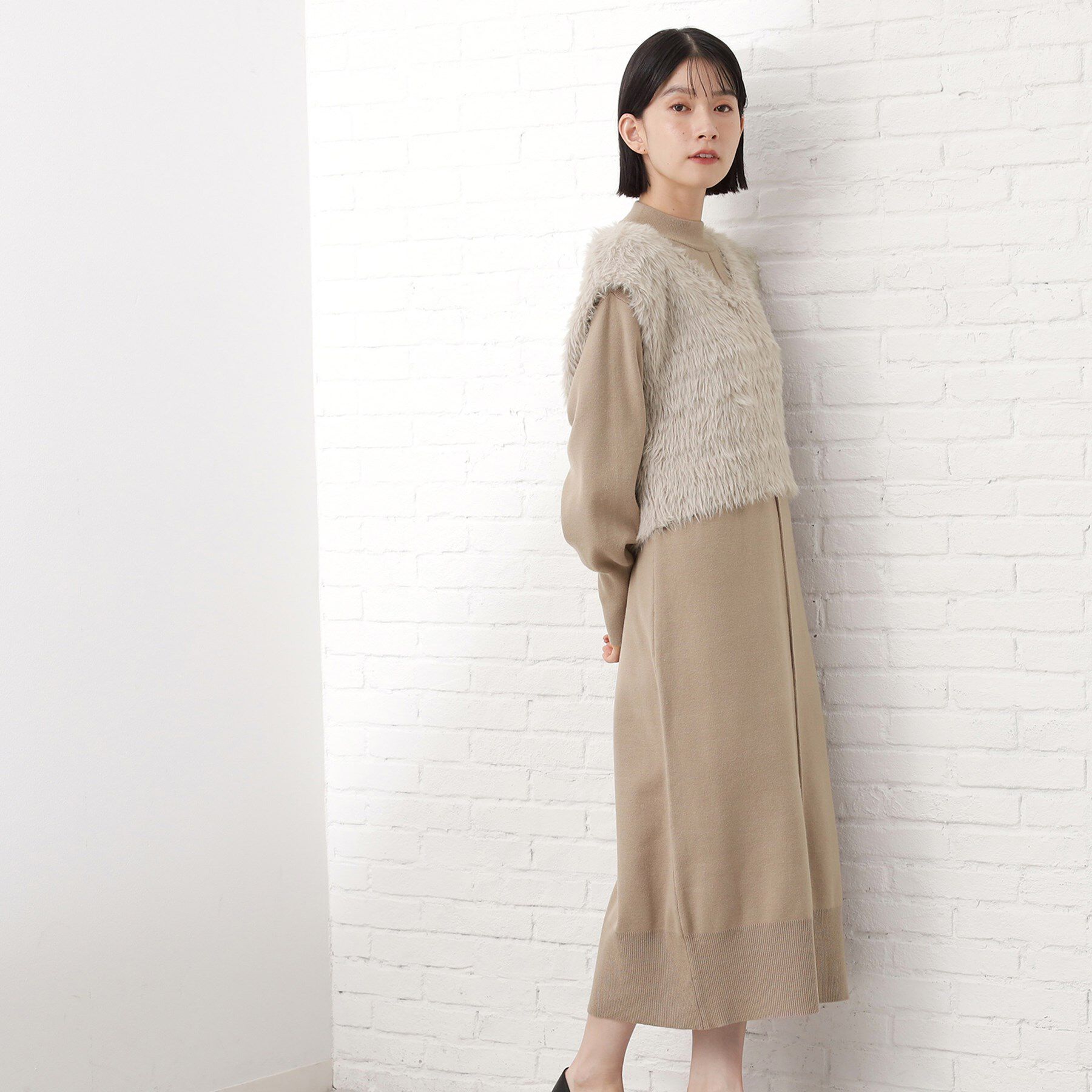 THE SHOP TK「優秀ふわふわベスト＆ニットワンピース【毛玉になりにくい/静電気防止/洗える】」|ワンピース|