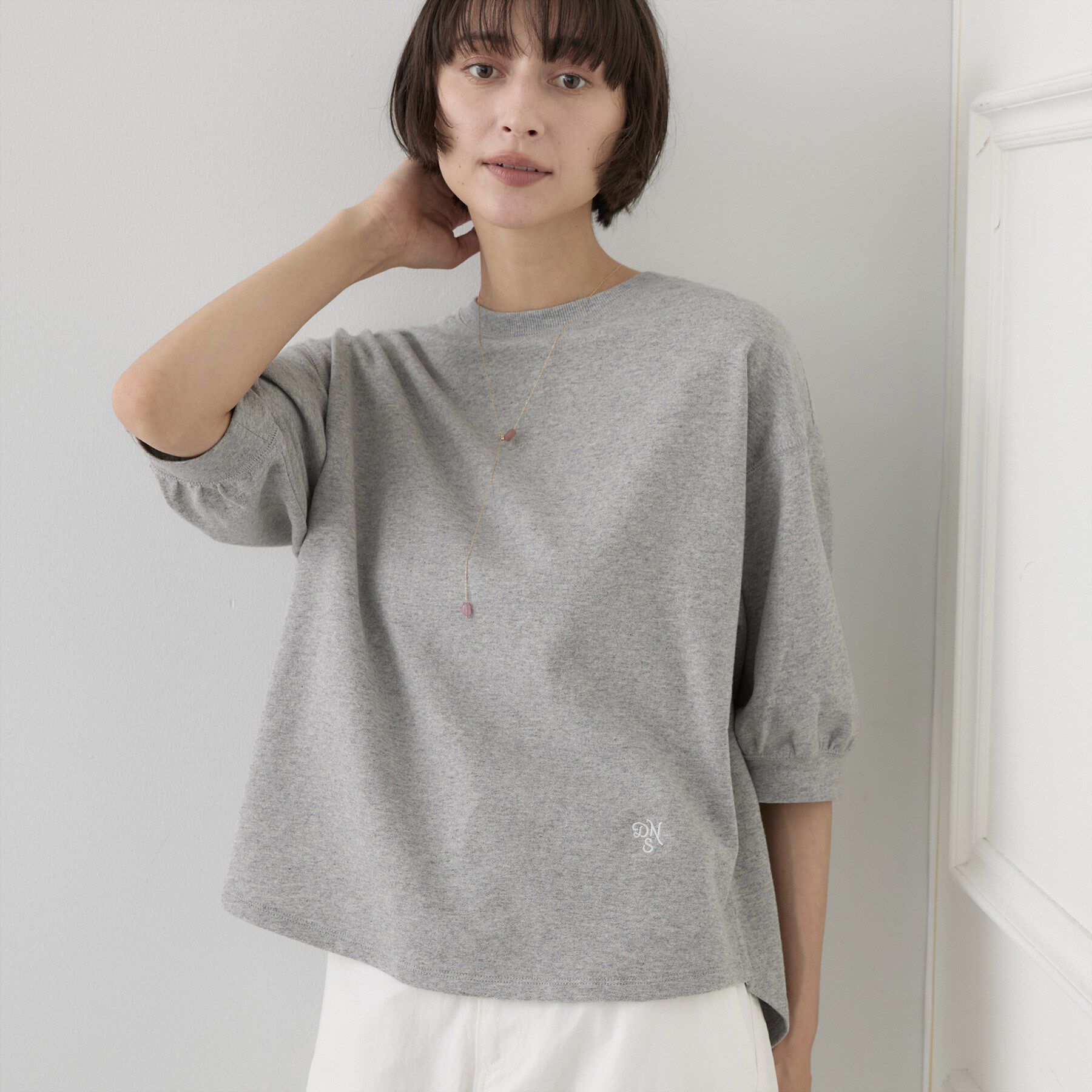 Dessin「【高レビュー/洗える/XS-L】バックヘンリーミニ裏毛 5分袖」|Tシャツ・カットソー|