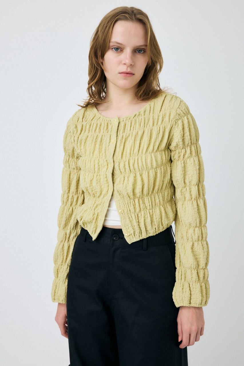 MOUSSY「SHIRRING カーディガン」|Tシャツ・カットソー|L/YEL1