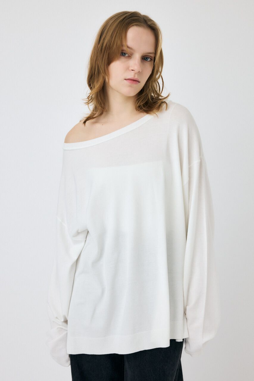 MOUSSY「OFF SHOULDER ルーズニット」|ニット・セーター|O/WHT1