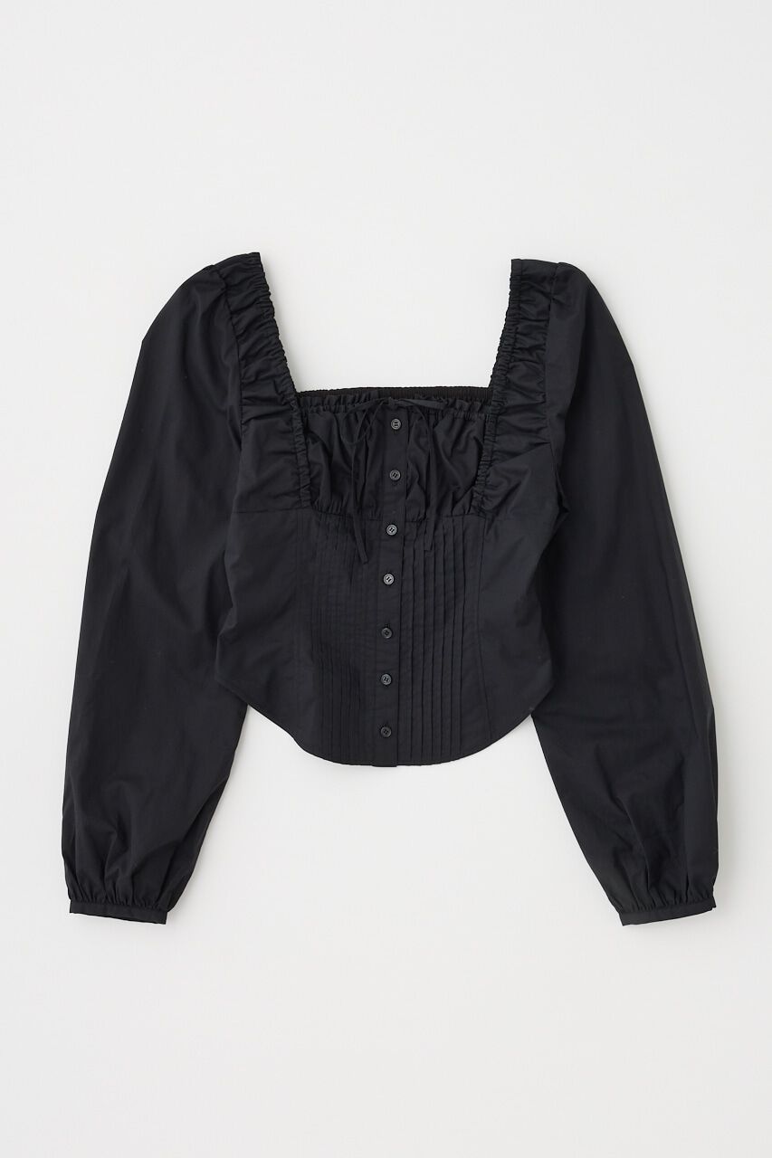 MOUSSY「PUFF SLEEVE CORSET FIT ブラウス」|シャツ・ブラウス|BLK