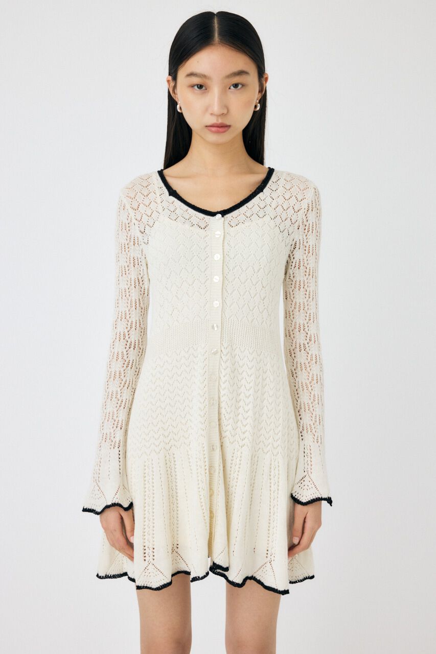 MOUSSY「EYELET LACE KNIT ミニドレス」|ワンピース|
