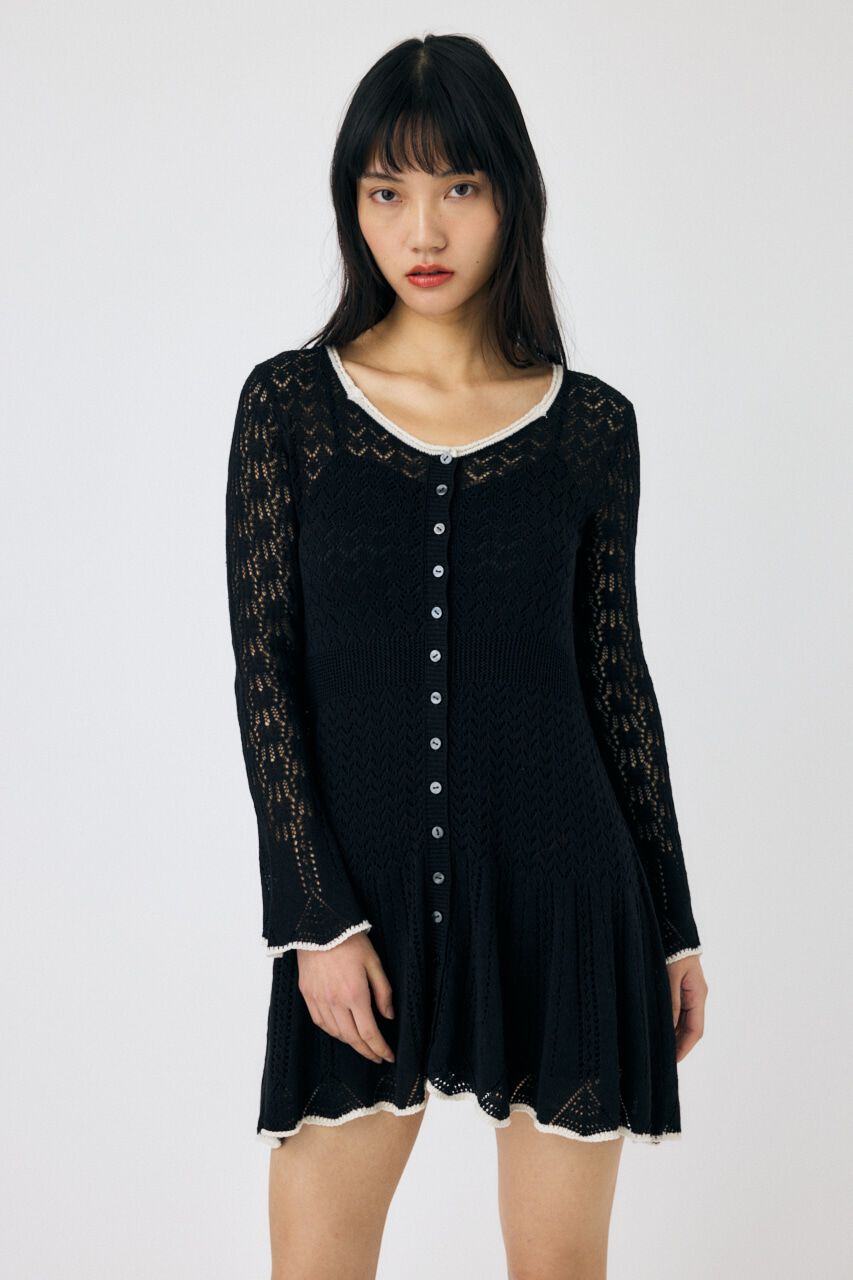 MOUSSY「EYELET LACE KNIT ミニドレス」|ワンピース|