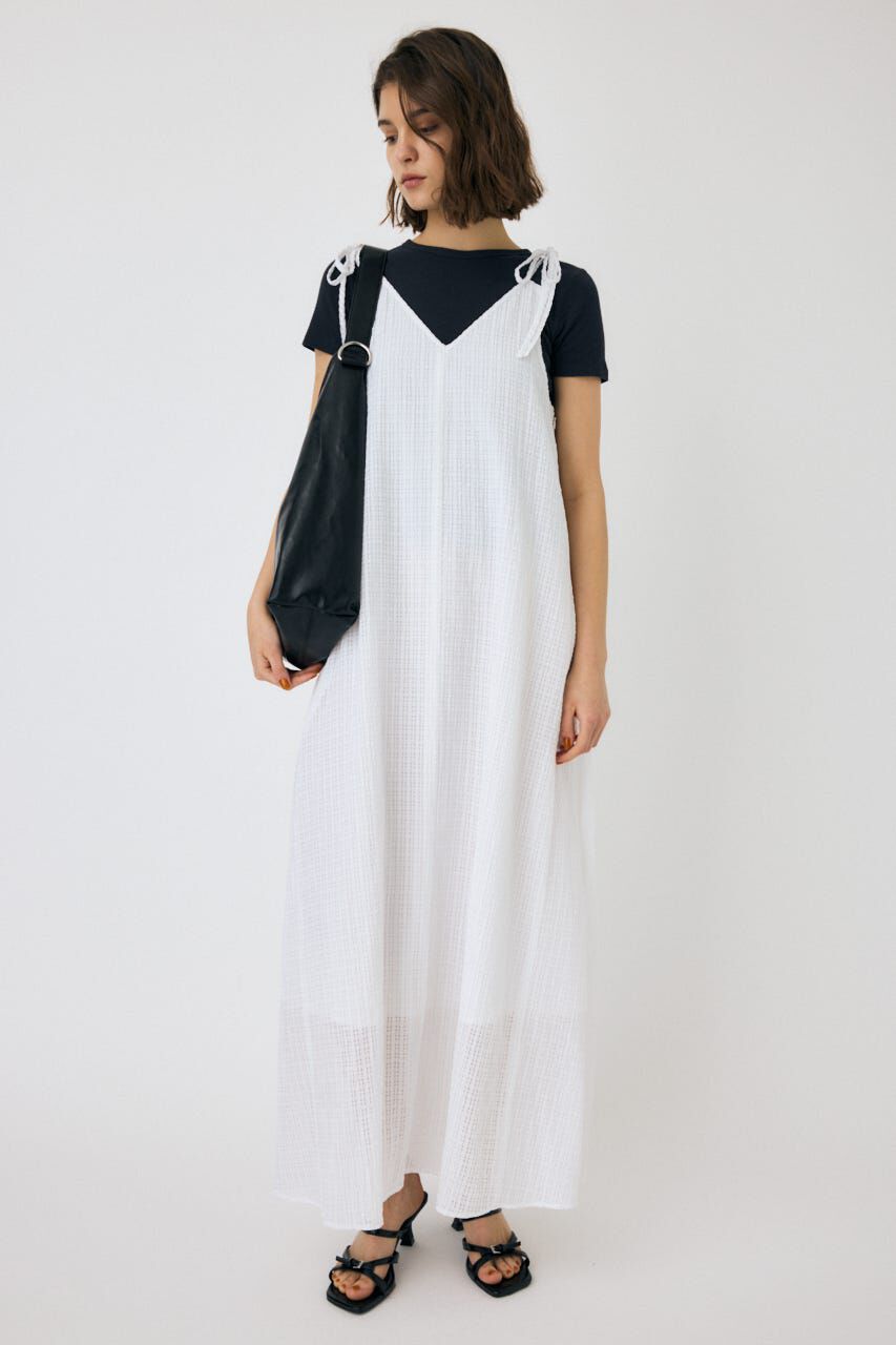 MOUSSY「SHEER GINGHAM キャミドレス」|ワンピース|