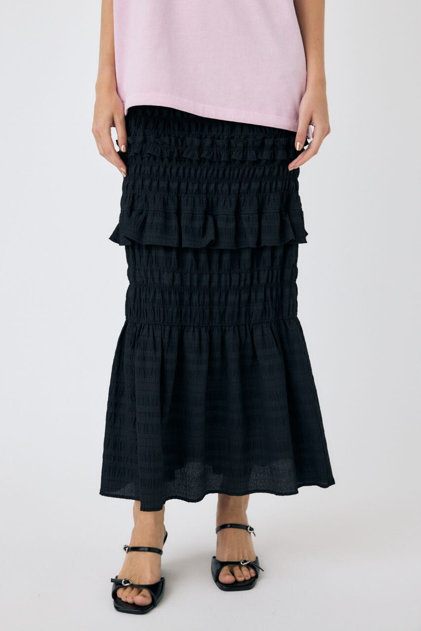 MOUSSY「SHIRRING LONG スカート」|スカート|BLK