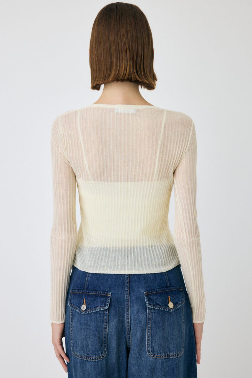MOUSSY「SHEER RIB カーディガン」|カーディガン|