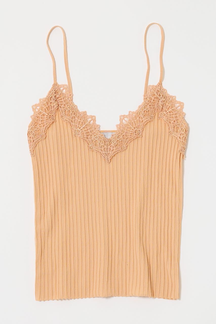 MOUSSY「LACE TRIM RIB キャミソール」|キャミソール|