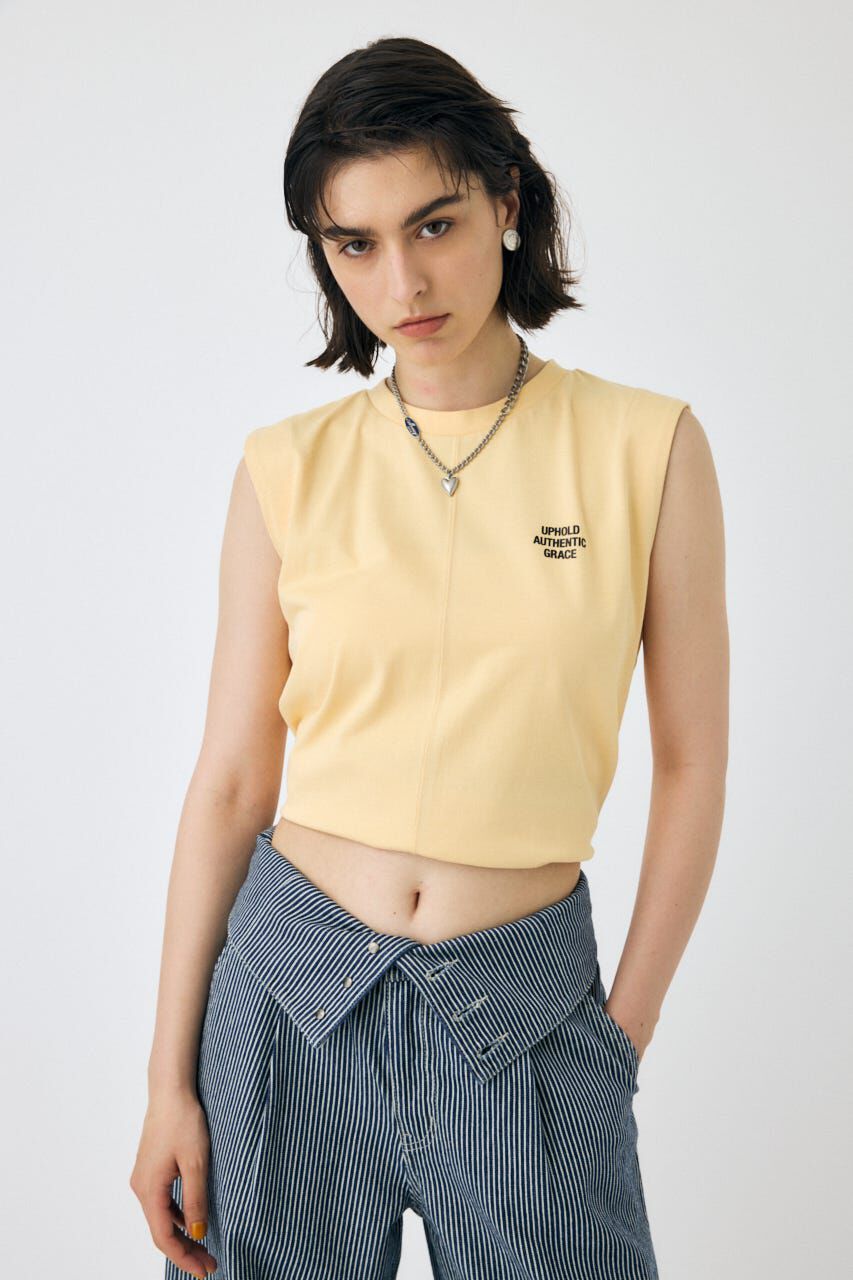 MOUSSY「TINY LETTER SLEEVELESS トップス」|その他|L/ORG1