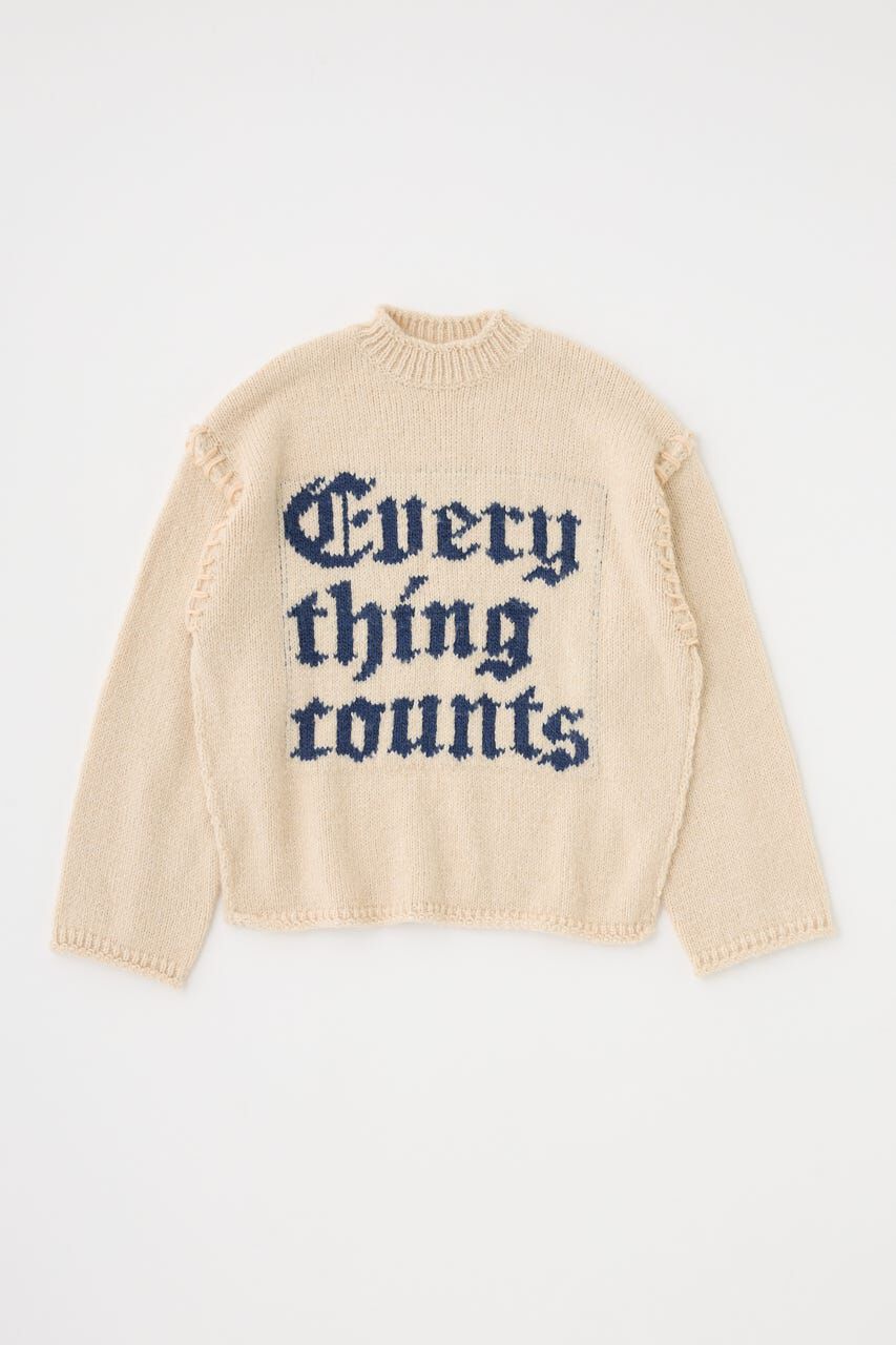 MOUSSY「KNITTED WORDS セーター」|ニット・セーター|O/WHT1