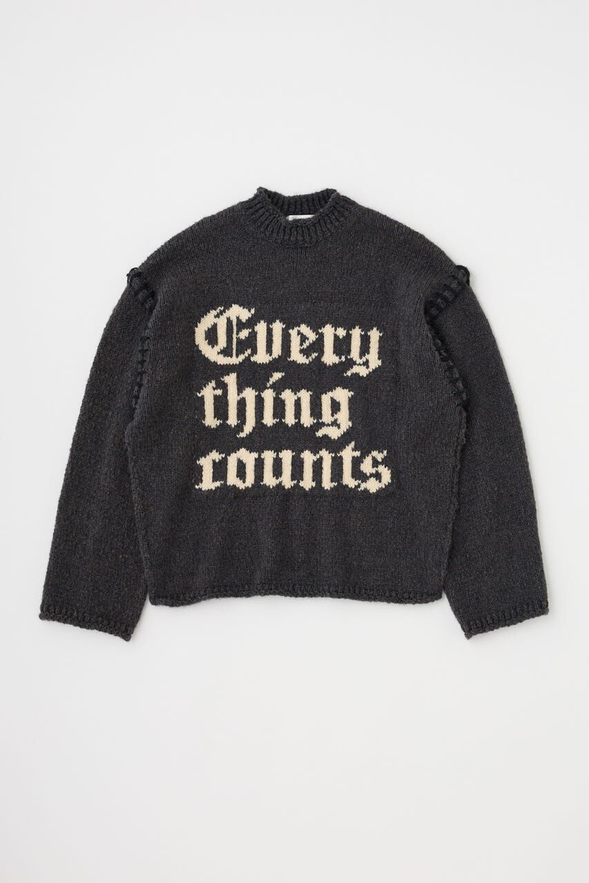MOUSSY「KNITTED WORDS セーター」|ニット・セーター|L/BLK1