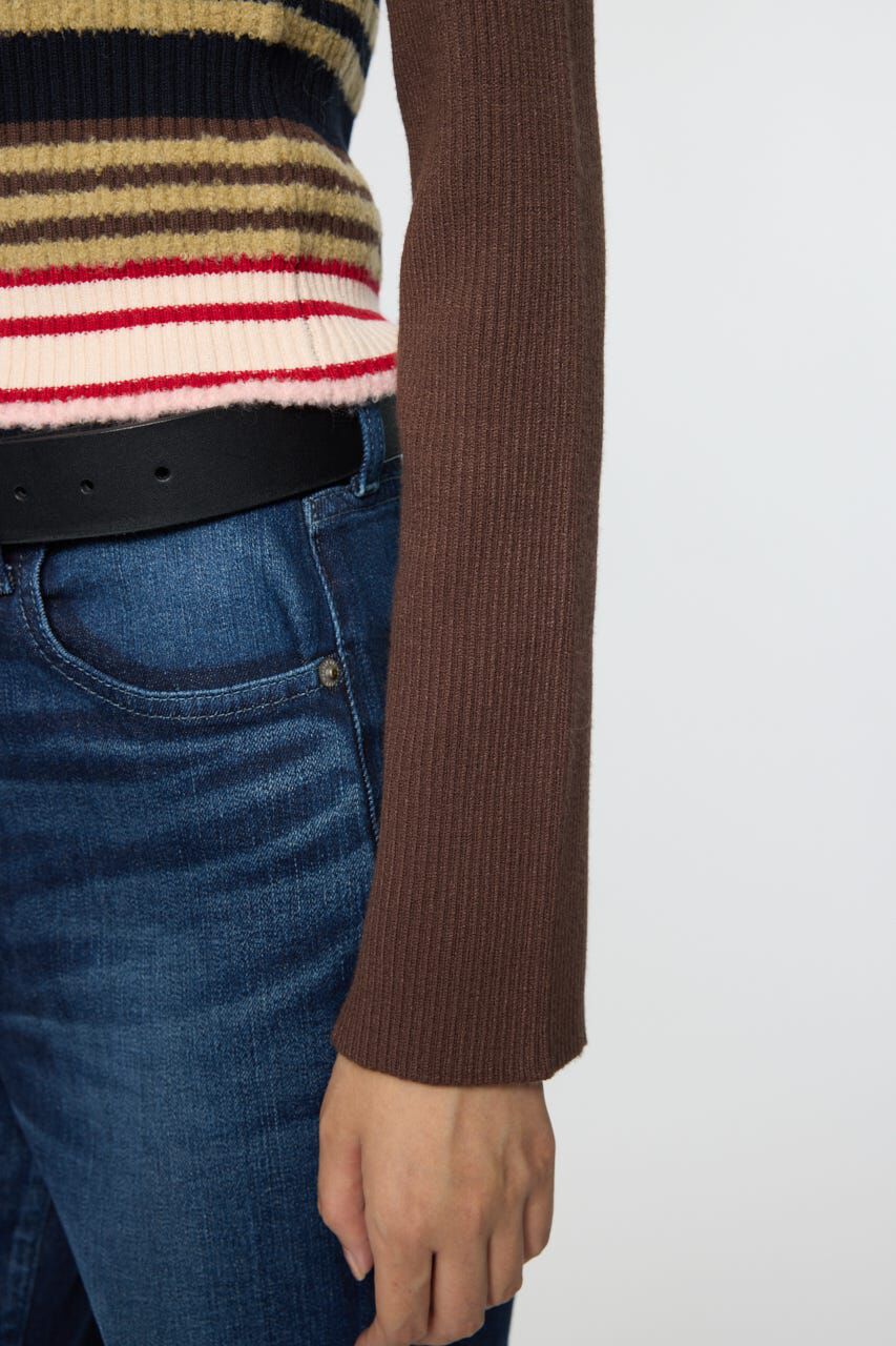 MOUSSY「STRIPE ZIP UP KNIT シャツ」|シャツ・ブラウス|