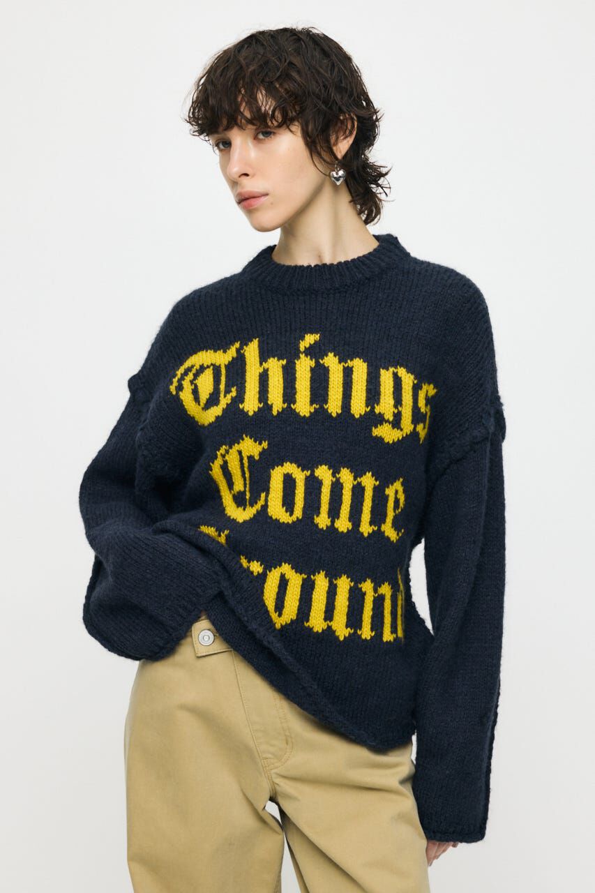 MOUSSY「JACQUARD WORD セーター」|ニット・セーター|