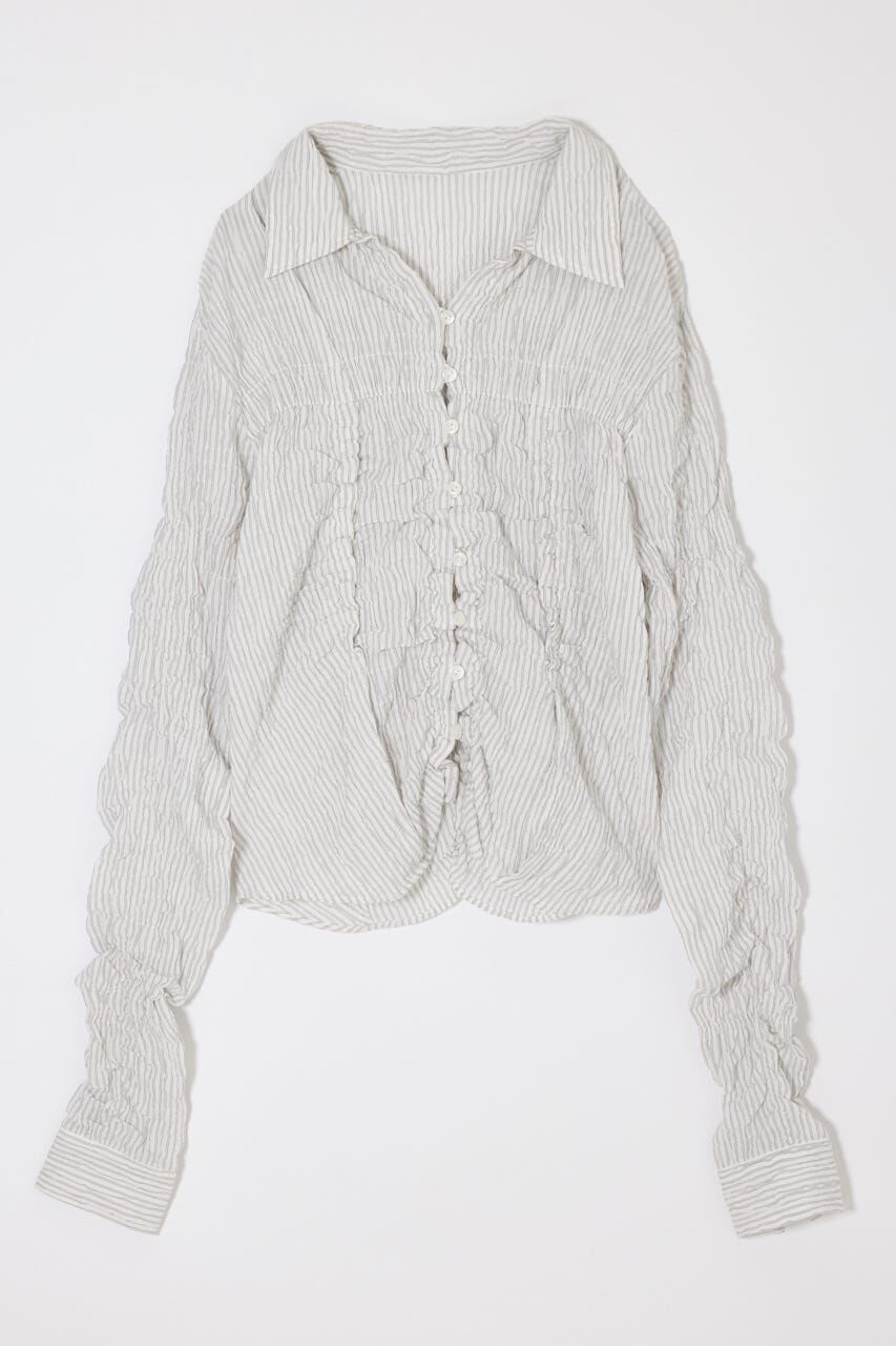 MOUSSY「BUTTON UP SHIRRING シャツ」|シャツ・ブラウス|