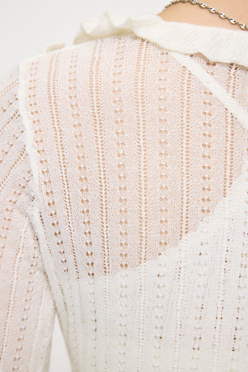 MOUSSY「POINTELLE RUFFLE カーディガン＆キャミソール」|ニット・セーター|