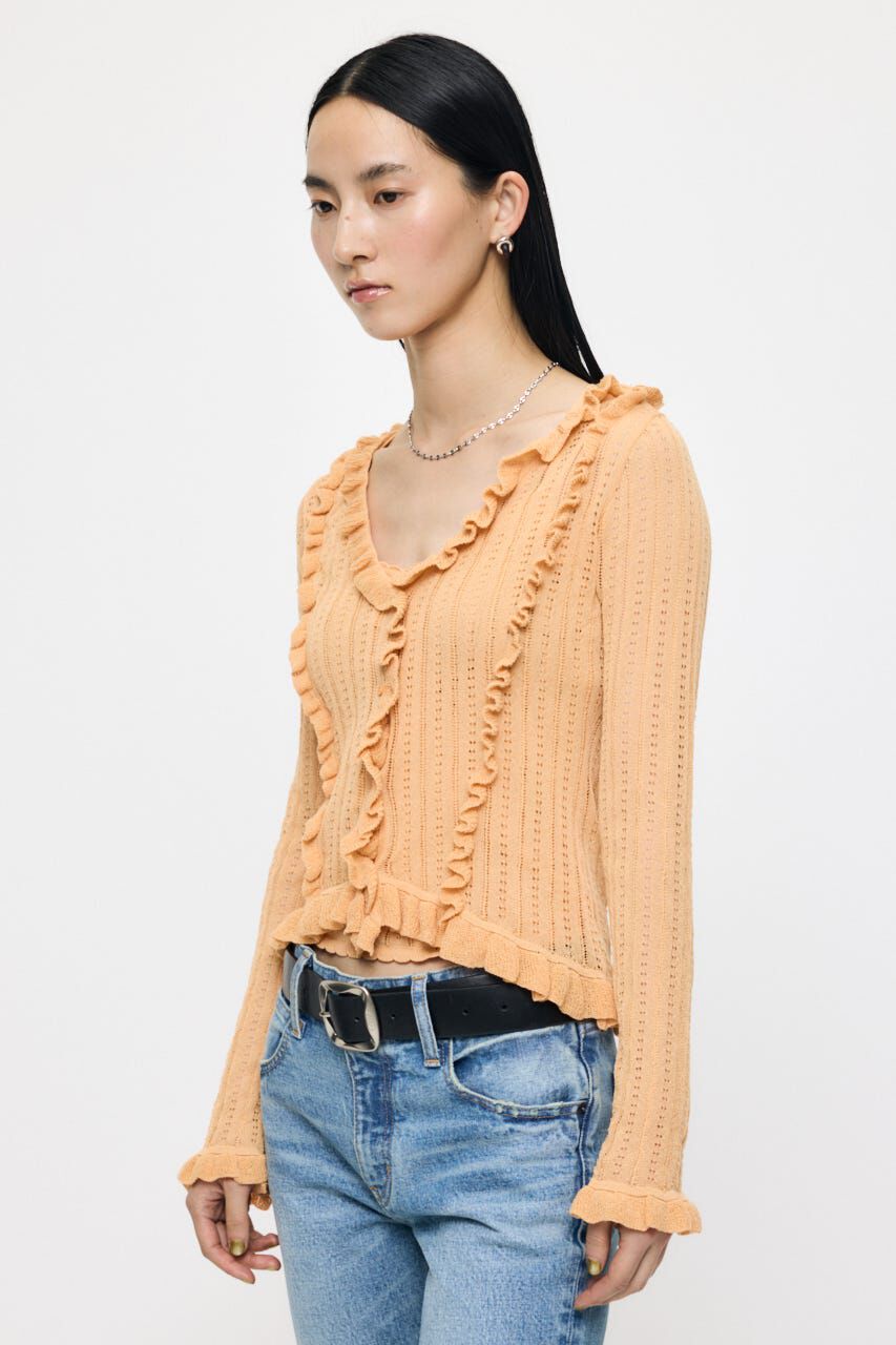 MOUSSY「POINTELLE RUFFLE カーディガン＆キャミソール」|ニット・セーター|