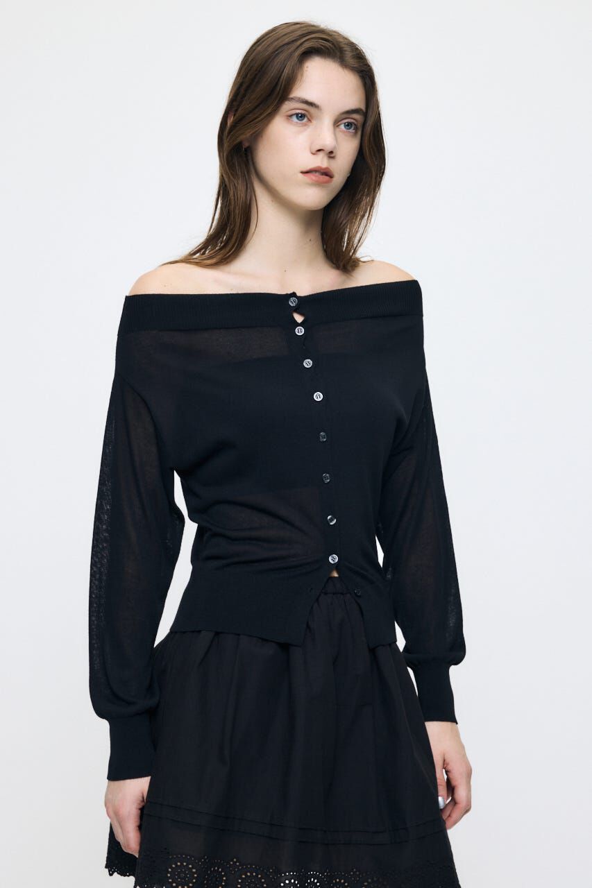 MOUSSY「OFF SHOULDER SHEER カーディガン」|カーディガン|