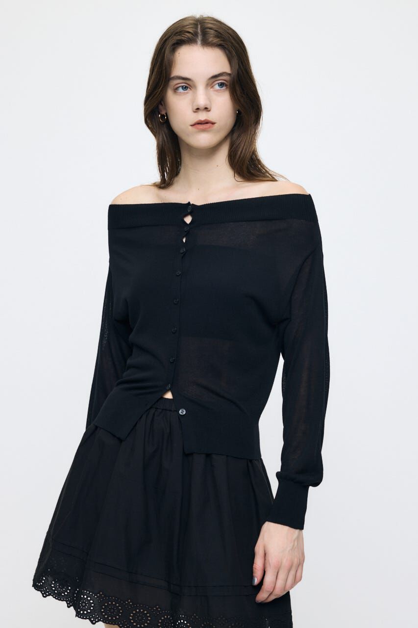 MOUSSY「OFF SHOULDER SHEER カーディガン」|カーディガン|