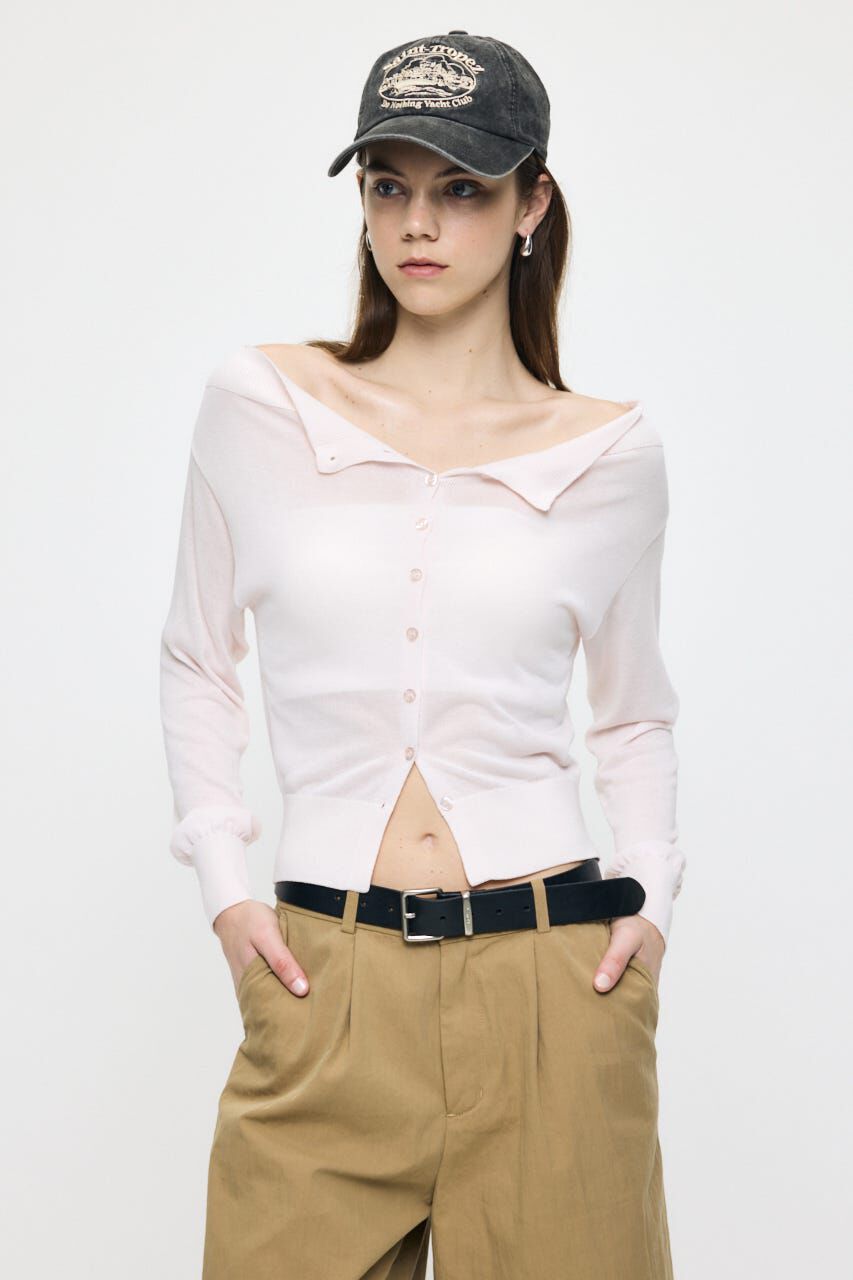 MOUSSY「OFF SHOULDER SHEER カーディガン」|カーディガン|