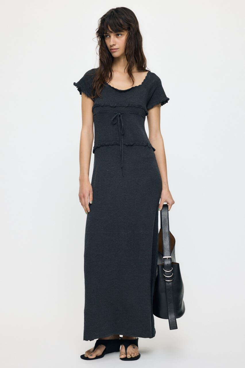 MOUSSY「MELLOW STITCH LONG ドレス」|ワンピース|C.GRY