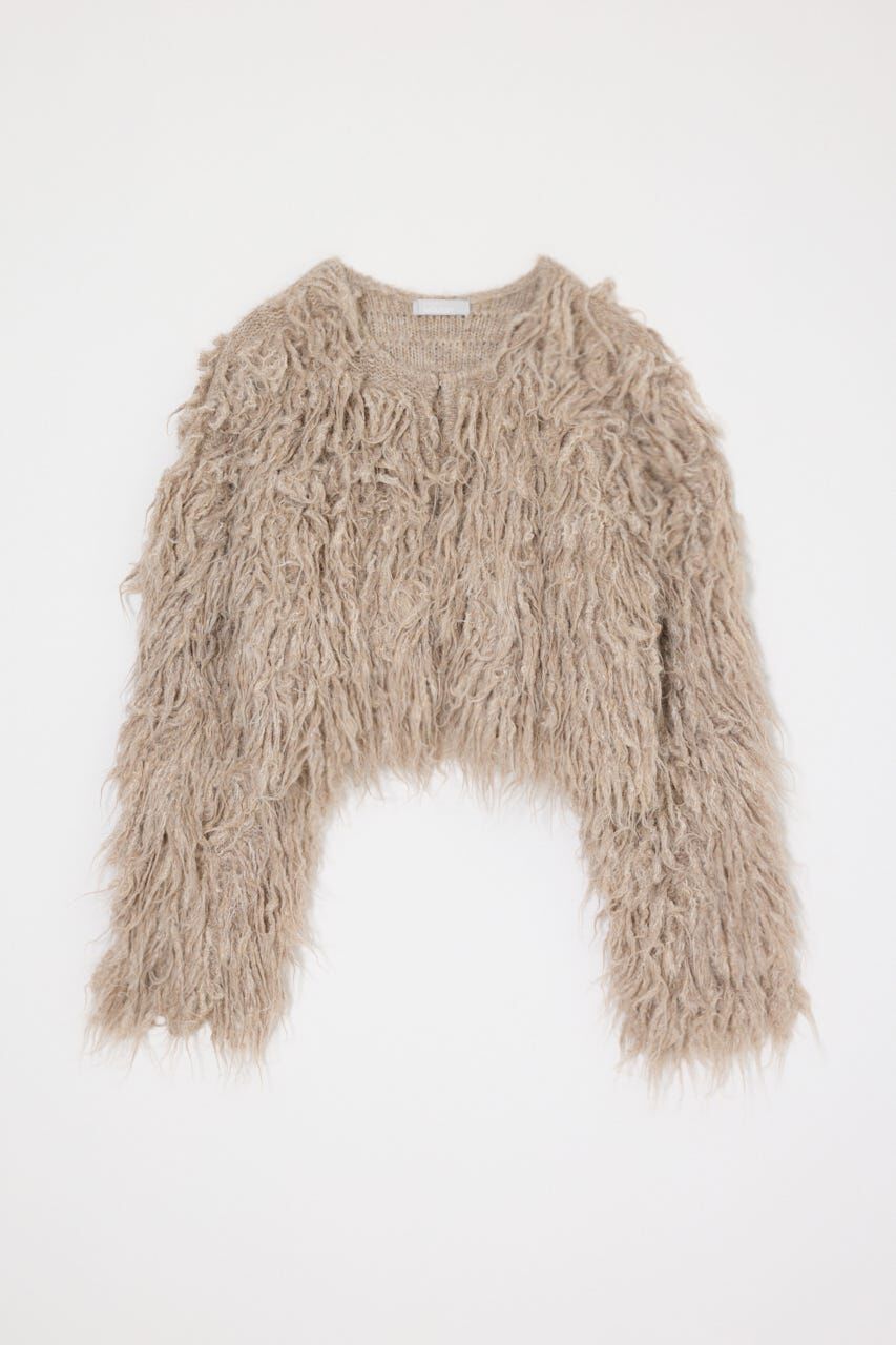 MOUSSY「SHAGGY FEATHER カーディガン」|カーディガン|BEG