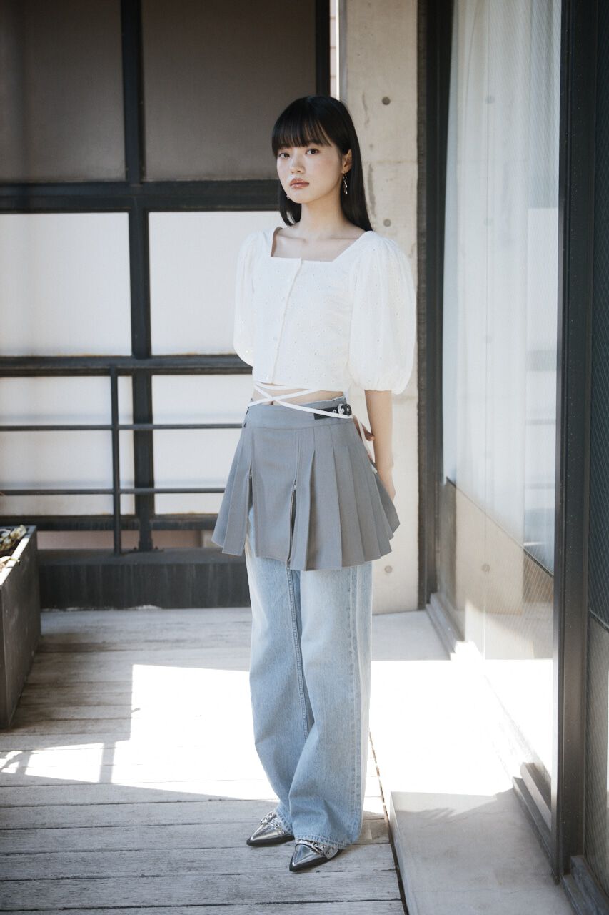 SLY「FRONT BUTTON LACE PUFF トップス」|シャツ・ブラウス|