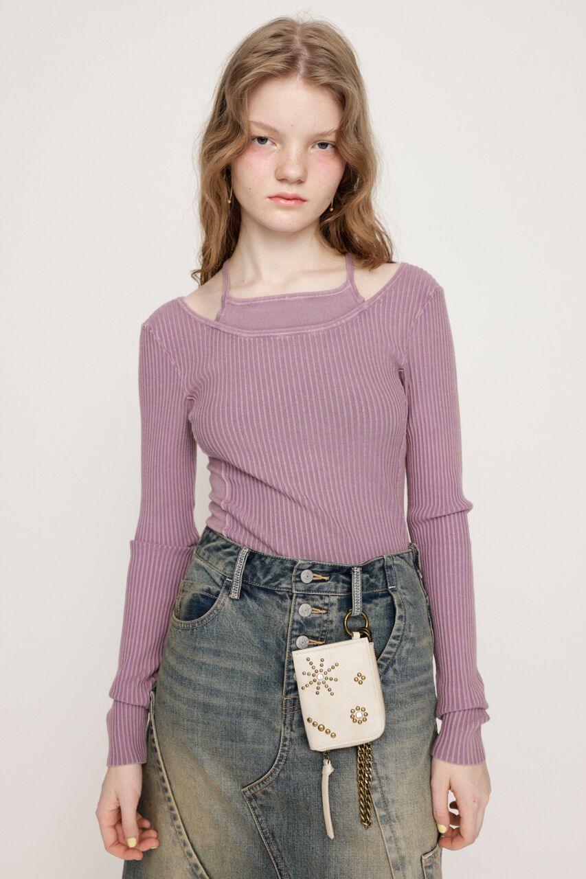 SLY「LAYER WASHED KNIT トップス」|ニット・セーター|L/PUR1