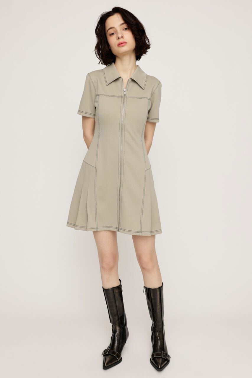 SLY「FRONT ZIP SIDE PLEATS ショートワンピース」|ワンピース|